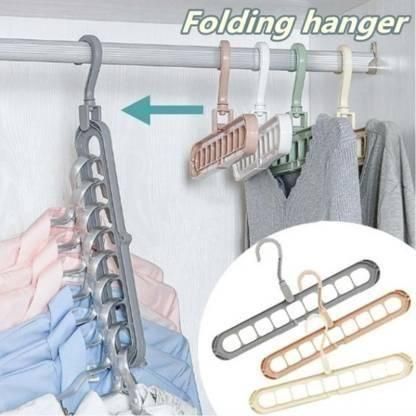Foldable Adjustable Plastic Hanger – Pack of 3 (Multicolor)